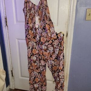 Floral Sleeveless Jumpsuit in Pink, Purple, Orange